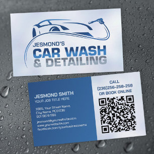 Car Wash and Detailing Professional Sleek Business Card