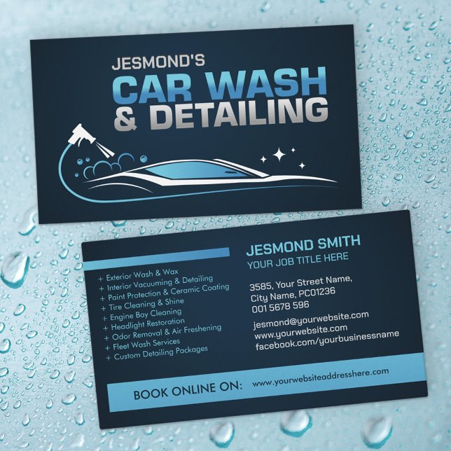 Car Wash and Detailing Professional Sleek Business Card (Creator Uploaded)