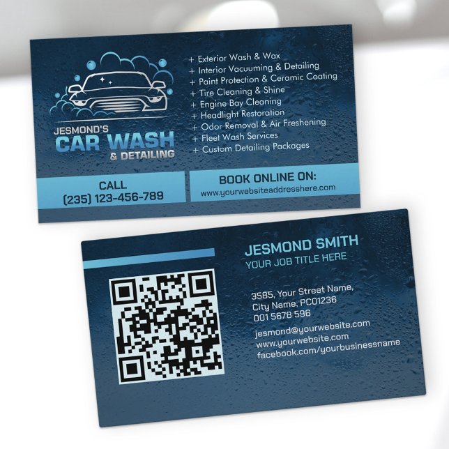 Car Wash and Detailing Professional Sleek Business Card (Creator Uploaded)