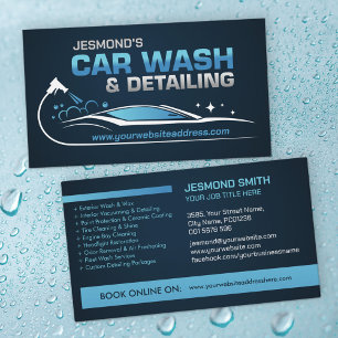 Car Wash and Detailing Professional Sleek Business Card