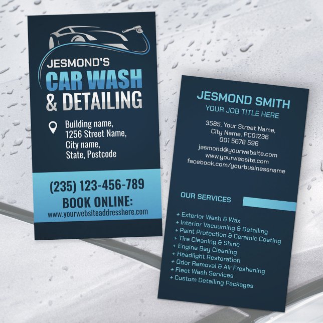 Car Wash and Detailing Professional Sleek Business Card (Creator Uploaded)