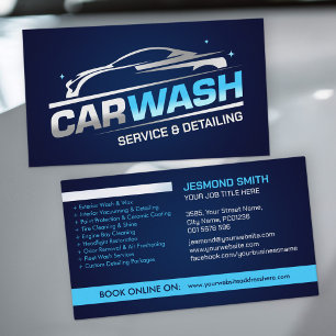 Car Wash and Detailing Professional Sleek Business Card