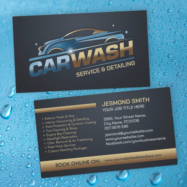 Car Wash and Detailing Professional Sleek Business Card (Creator Uploaded)