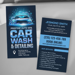 Car Wash and Detailing Professional Sleek Business Card