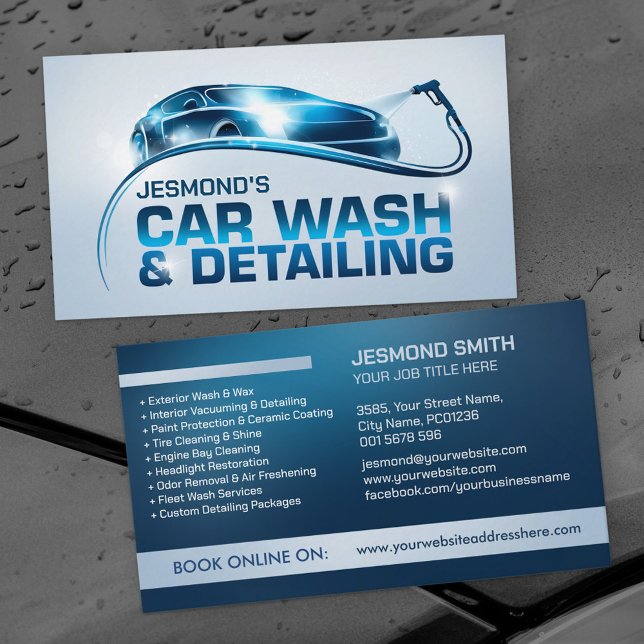 Car Wash and Detailing Professional Sleek Business Card (Creator Uploaded)