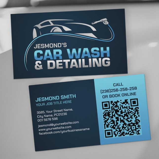 Car Wash and Detailing Professional Sleek Business Card (Creator Uploaded)