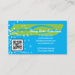 Car Wash and Detailing   Sports Car Logo   Bubbles Business Card