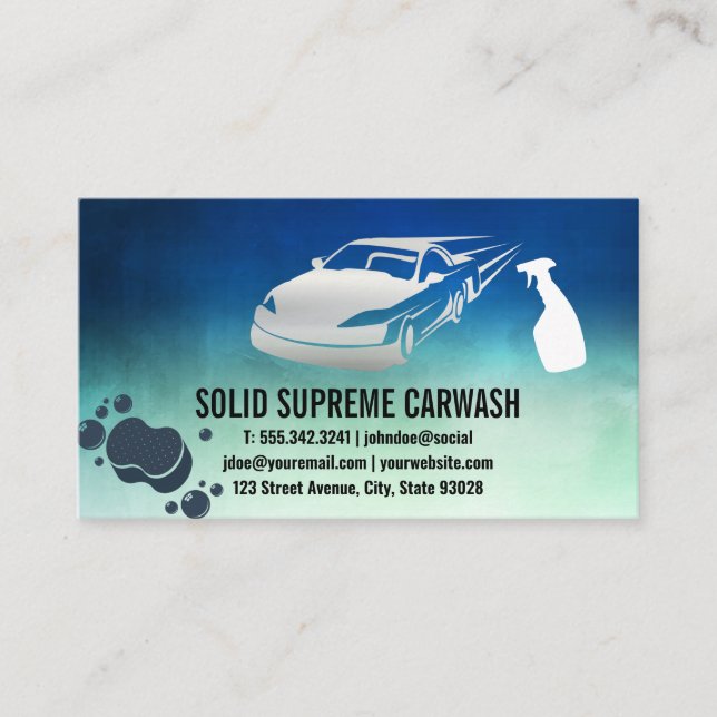 Car Wash and Detailing | Spray and Sponge Business Card (Front)