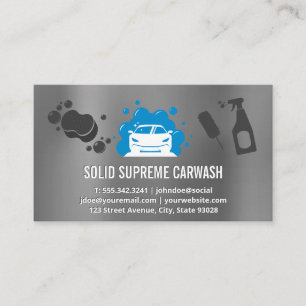 Car Wash   Auto and Bubbles   Metal Background Business Card