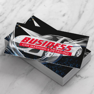 Car Wash & Auto Detailing Black Automotive Business Card