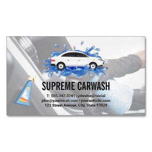 Car Wash   Auto Detailing Interior Exterior Clean Magnetic Business Card