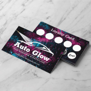 Car Wash Auto Detailing Modern Cleaning Loyalty Business Card