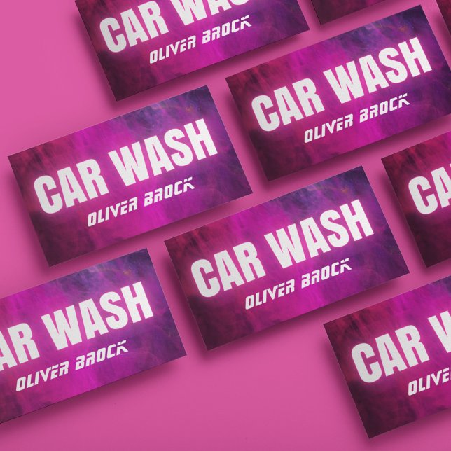 Car Wash & Auto Detailing Pink Neon  Business Card (Creator Uploaded)