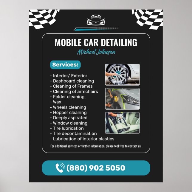 Car Wash Auto Detailing Poster (Front)