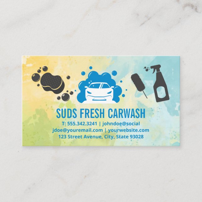 Car Wash | Auto Services | Cleaning Supplies Business Card (Front)