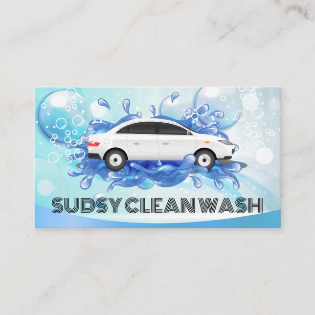 Car Wash Bubbles | Soap Suds Splash Background Business Card (Front)