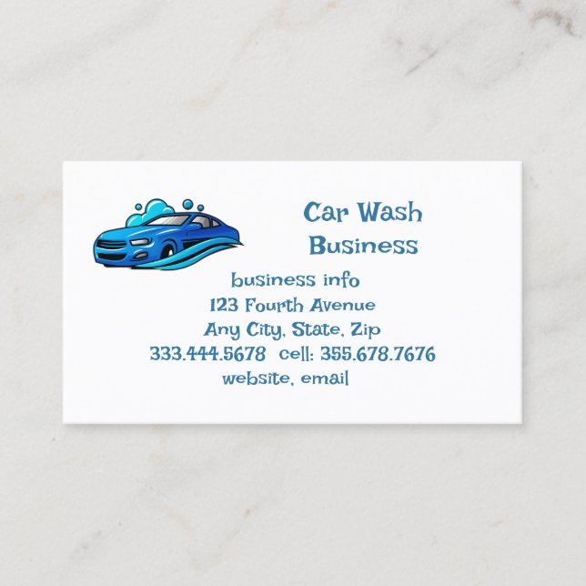 Car Wash Business Service Custom   Business Card (Front)