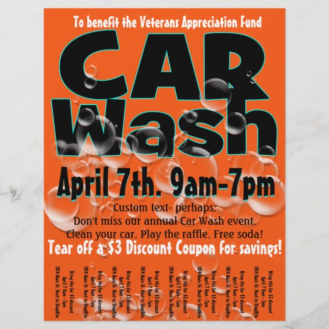 Car Wash. Carwash. Customisable promotional flyer (Front)