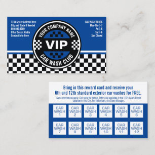 Car Wash Club - Racing Chequered Flag Rewards Discount Card