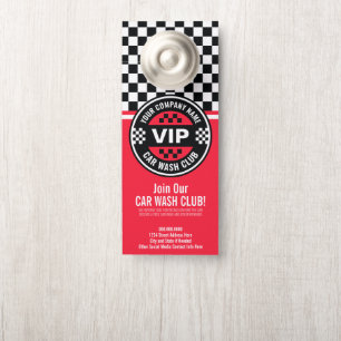 Car Wash Club - Racing Chequered Flag Rewards Door Hanger