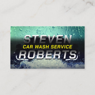 Car wash cover with car water foam and drops business card