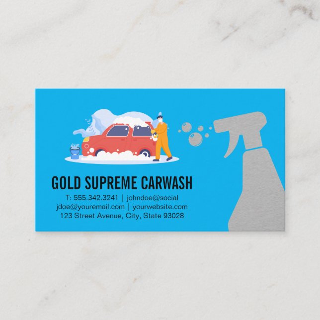Car Wash Detailing | Auto Detailing Cleaner Business Card (Front)