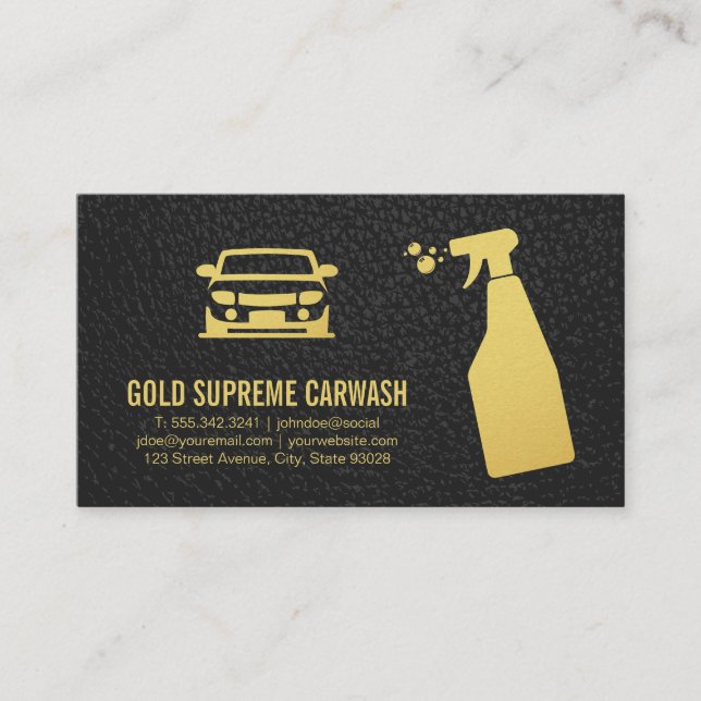 Car Wash Detailing | Cleaning Service Gold Busines Business Card (Front)