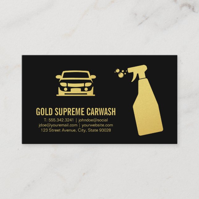 Car Wash Detailing | Cleaning Service Gold Business Card (Front)