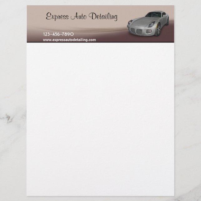 Car Wash Detailing Customized Letterhead (Front)