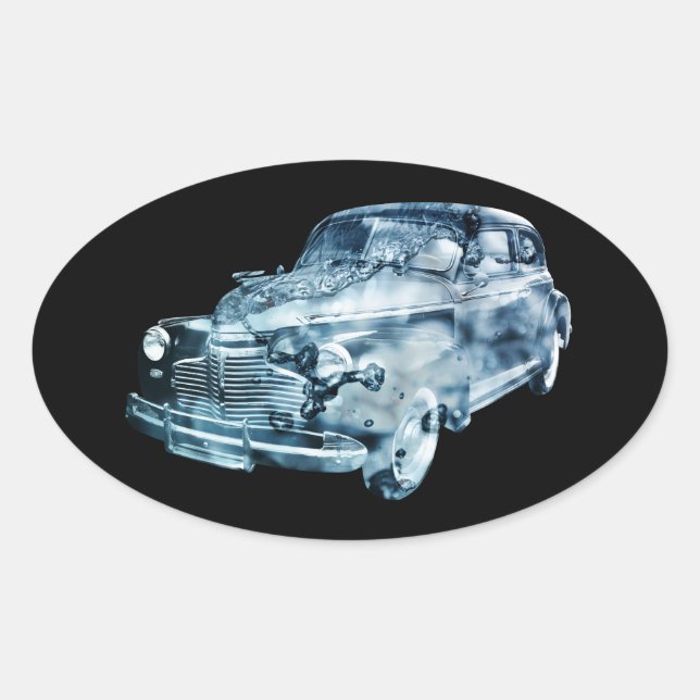 car wash double exposure oval sticker (Front)
