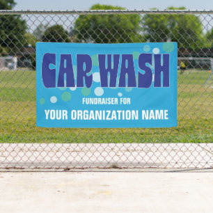 Car Wash Fundraiser Event Blue Bubbles Banner