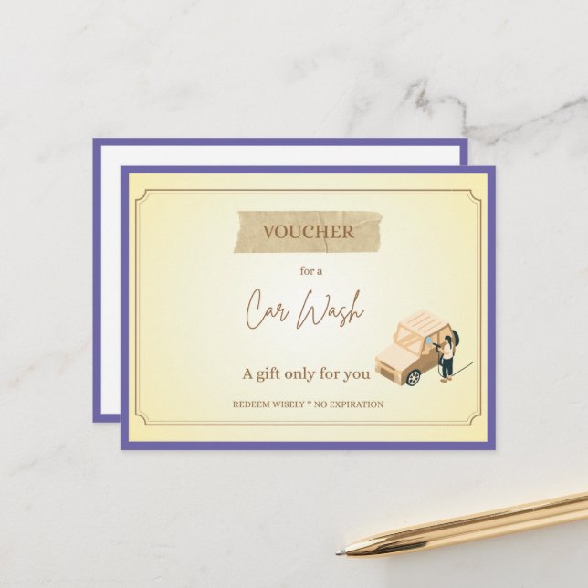'Car Wash' Funny Gift Voucher  Postcard (Front/Back In Situ)