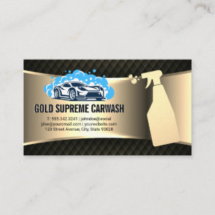 Car Wash Logo   Cleaning Service Gold Metallic Business Card