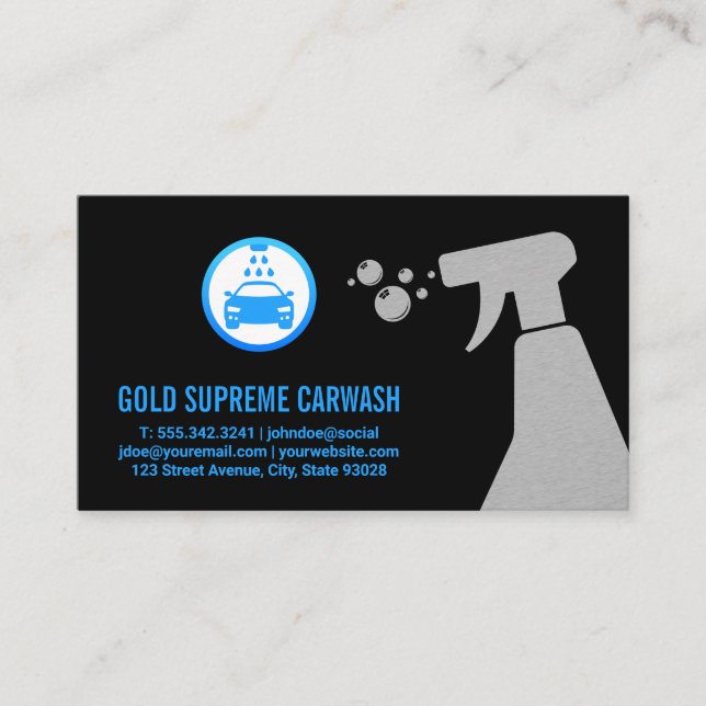 Car Wash Logo | Cleaning Spray Business Card (Front)