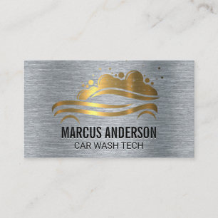 Car Wash Logo   Metallic Business Card