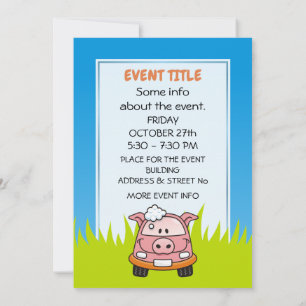 Car Wash Pig Invitation