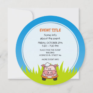 Car Wash Pig Invitation