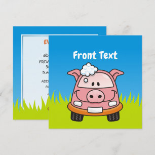 Car Wash Pig Invitation