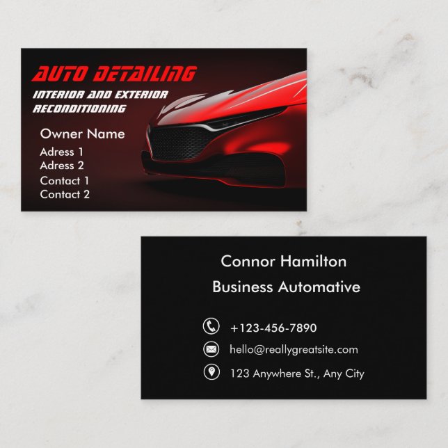 Car Wash Professional Auto Detailing Automotive Business Card (Front/Back)