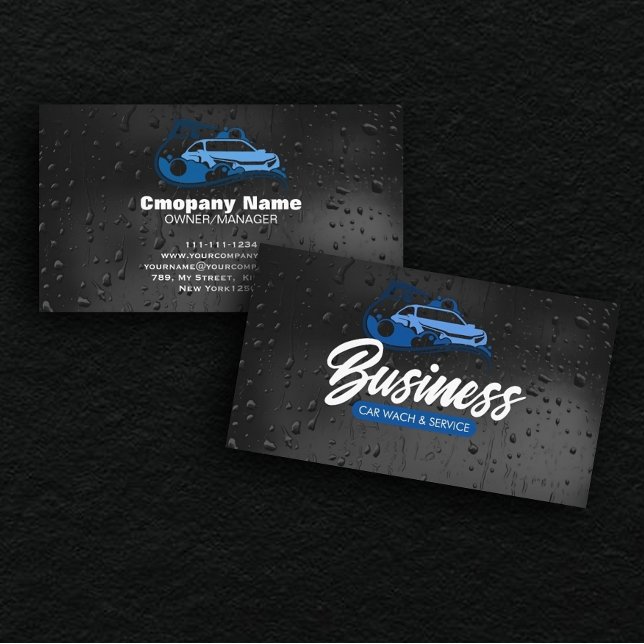 Car Wash & service Auto Detailing Water Drop Business Card (Creator Uploaded)