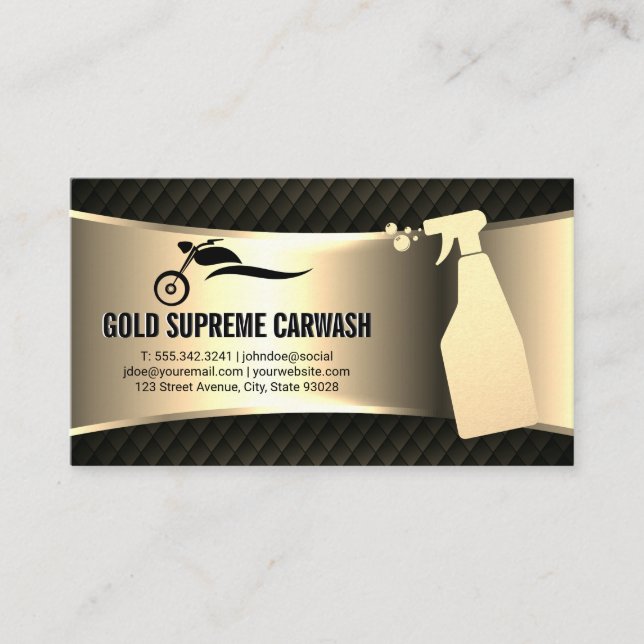 Car Wash Service Gold Metallic  Business Card (Front)