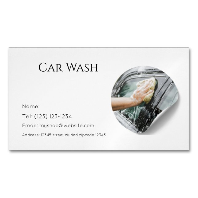 car wash services editable   business card (Front)
