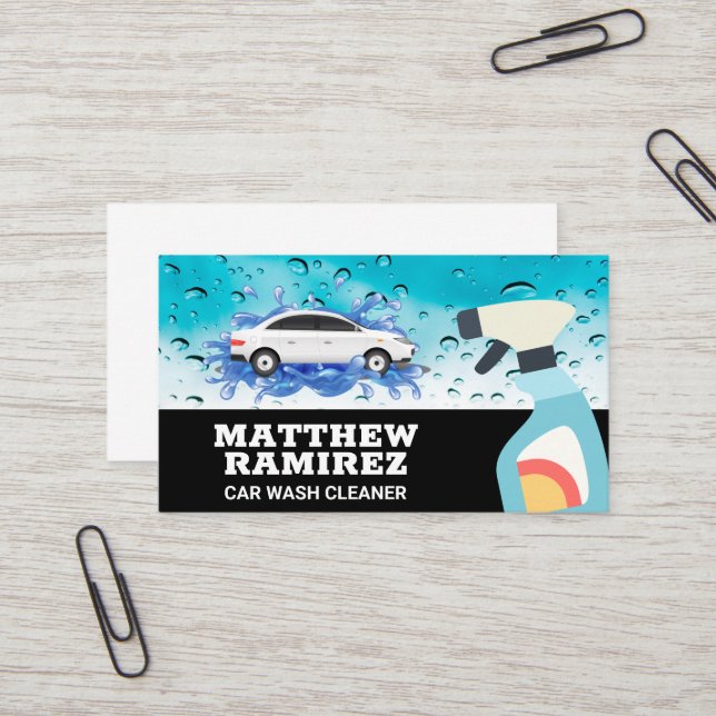 Car Wash | Spray Bottle Business Card (Front/Back In Situ)
