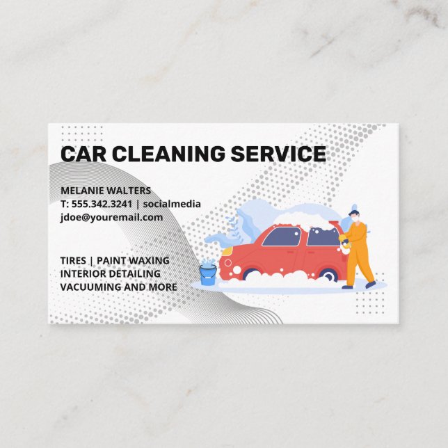 Car Washer Cleaning  | Soap Bubbles Business Card (Front)