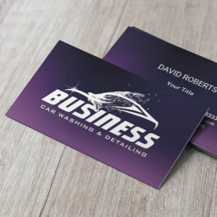 Car Washing Auto Detailing Automotive Purple Business Card