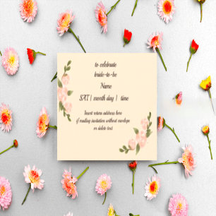 Car wedding Navy Floral Bridal Shower &Recipe All  Invitation