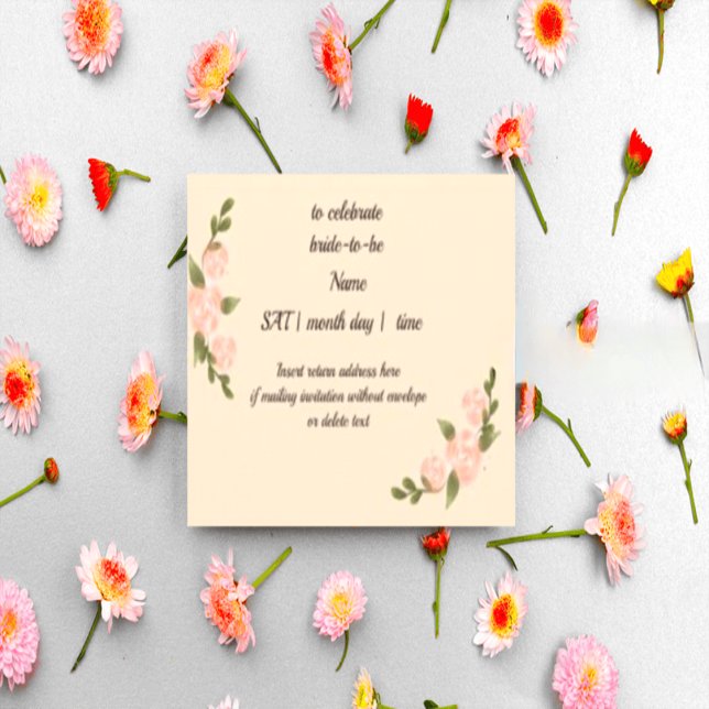 Car wedding Navy Floral Bridal Shower &Recipe All  Invitation (Creator Uploaded)