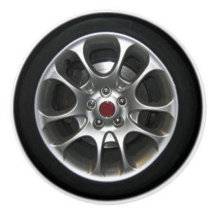 Car Wheel and hubcap 2D graphic Ceramic Knob