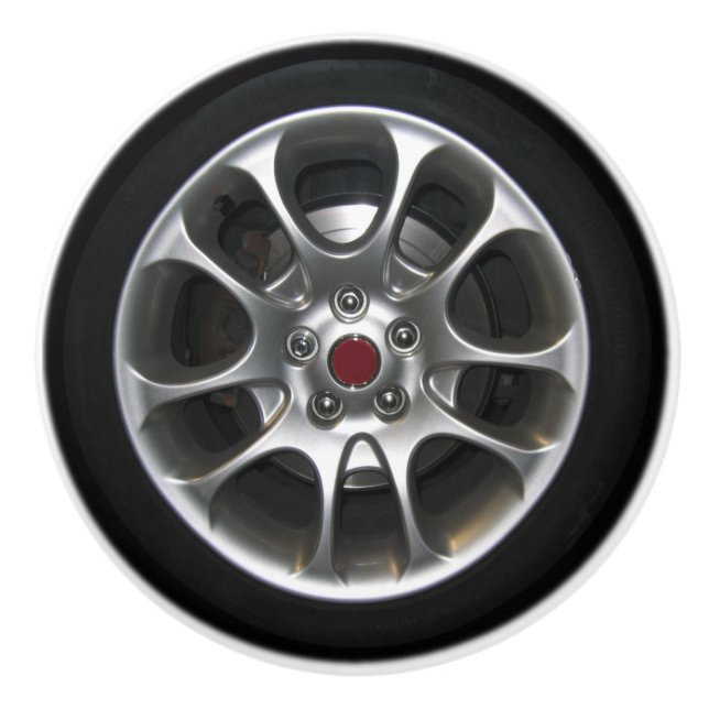 Car Wheel and hubcap 2D graphic Ceramic Knob (Front)