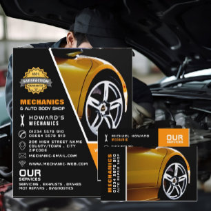 Car Wheel, Auto Mechanic & Repairs Business Card